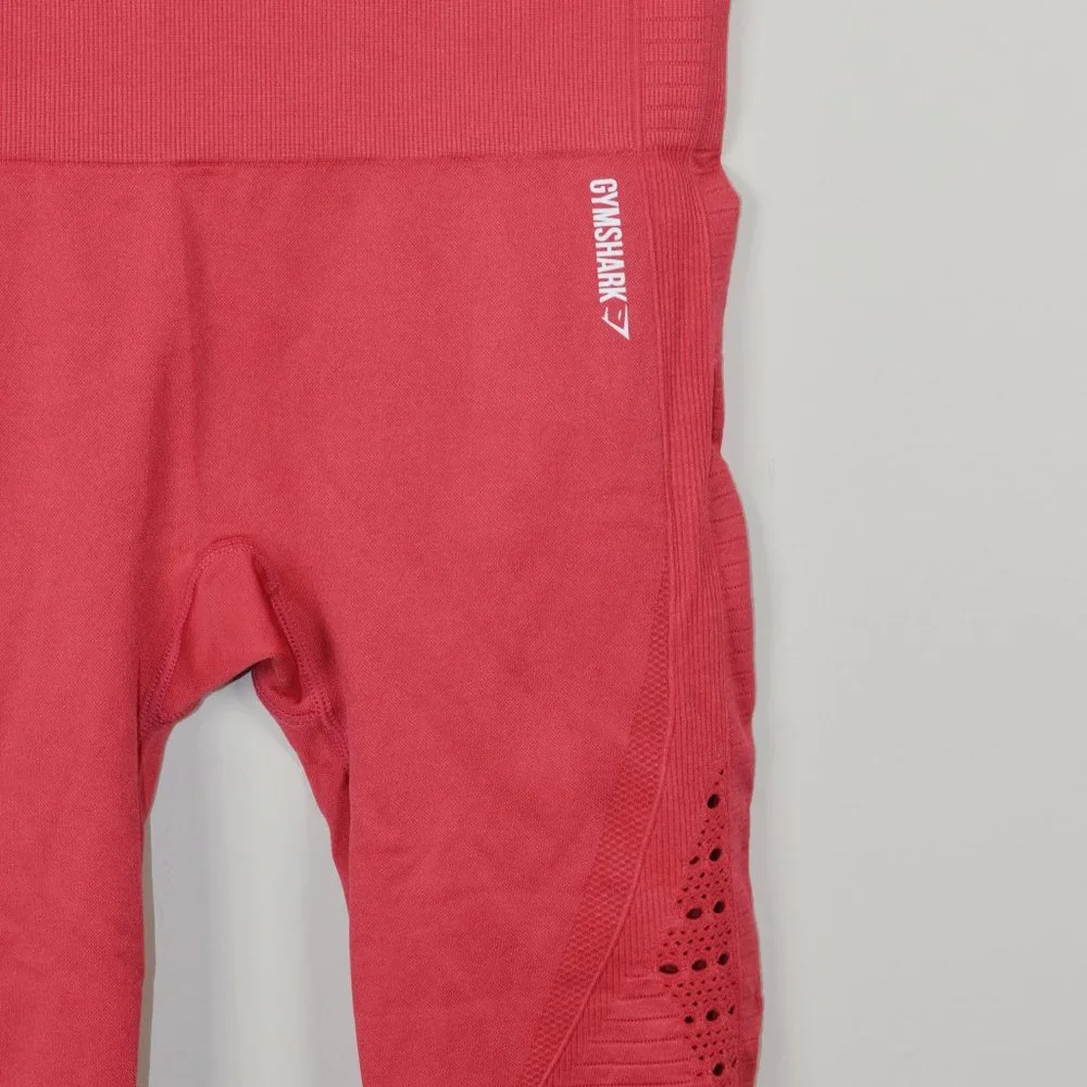 Gymshark Energy + Seamless Coral Red Cropped Perforated Leggings - Picture 6 of 7
